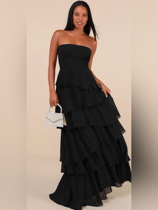 Lulus Dresses & Skirts - Lulus Strapless Tiered Ruffle Maxi Dress L NWT